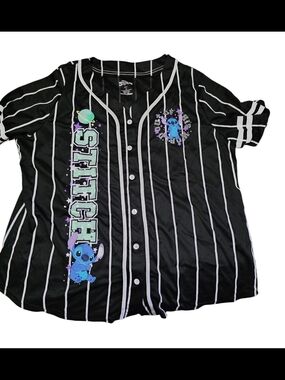 Stitch Black Pinstripe Baseball Jersey - Womens